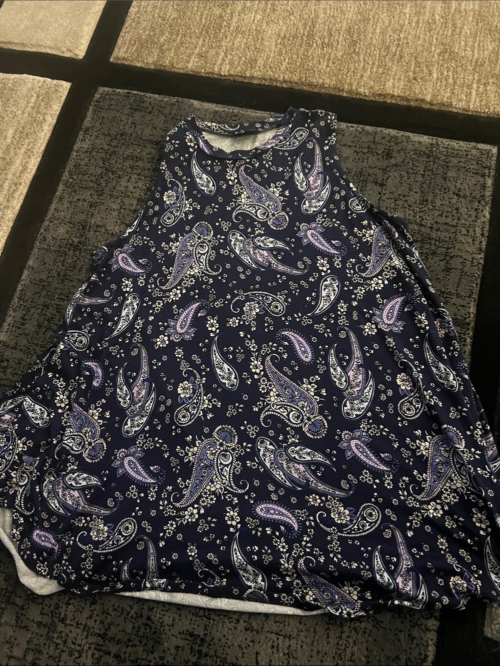Lane Bryant Navy Floral Paisley Sleeveless Top